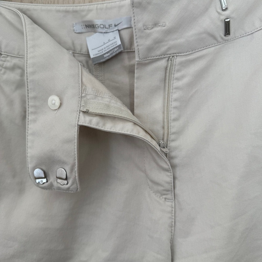 Nike Golf Dri-FIT Bermuda Shorts Womens M 8 Beige Performance Stretch Golfcore - Picture 4 of 7